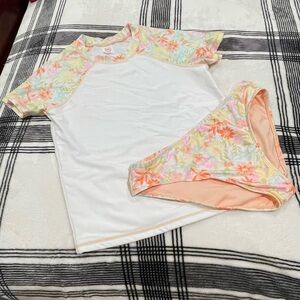 Wonder Nation Kids Swim Set - White and Floral